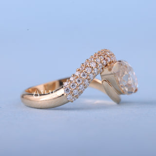 0.50CT Marquise Moissanite Diamond Curved Unique Engagement Rings