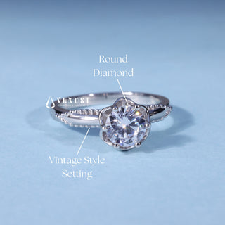 1.0CT Round Moissanite Diamond Vintage Style Engagement Rings