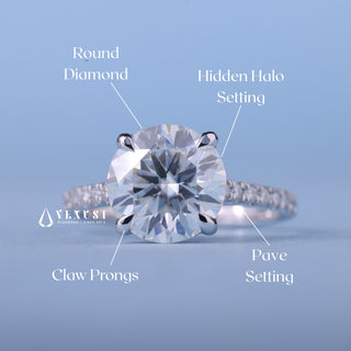 1.50CT Round Cut Moissanite Diamond Hidden Halo Pave Timeless Engagement Rings