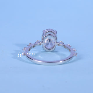 1.50CT Oval Cut Moissanite Diamond Petite Pave Engagement Ring