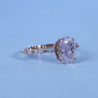 1.50CT Oval Cut Moissanite Diamond Petite Pave Engagement Ring