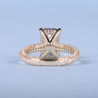 2.50CT Radiant Cut Moissanite Diamond Hidden Halo Three Side Pave Engagement Ring
