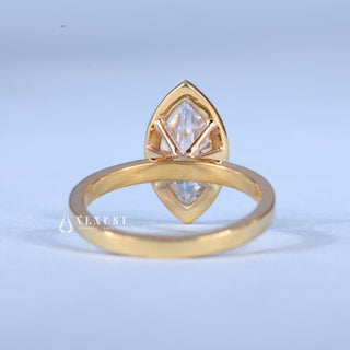 1.0CT Bezel Set Marquise Cut Moissanite Diamond Solitaire Engagement Ring