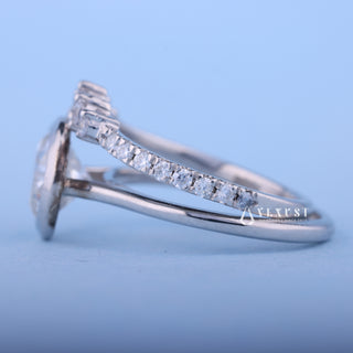 1.0CT Bezel Set Round Moissanite Diamond Solitaire Engagement Ring With Wedding Band