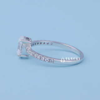 1.0CT Oval Cut Moissanite Diamond Pave Timeless Engagement Rings