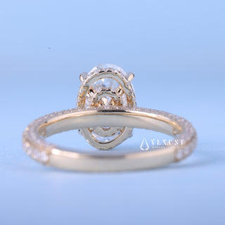 2.50CT Oval Cut Moissanite Diamond Hidden Halo Pave Timeless Engagement Ring