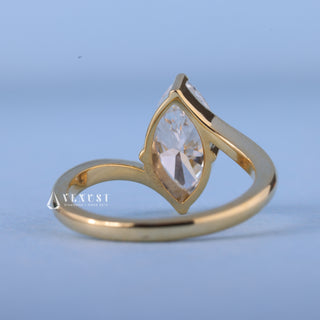 1.0CT Marquise Moissanite Diamond By Pass Engagement Ring