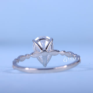 1.50CT Pear Cut Moissanite Diamond Vintage Style Pave Engagement Ring