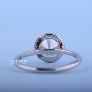 1.0CT Bezel Set Round Moissanite Diamond Solitaire Engagement Ring