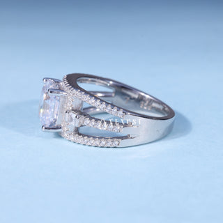 1.50CT Asscher Cut Moissanite Diamond Halo Cluster Engagement Ring