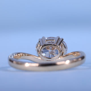 1.0CT Oval Moissanite Diamond East West Unique Engagement Rings