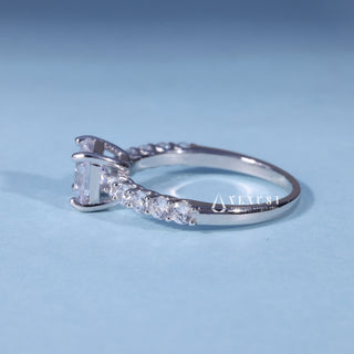 1.0CT Asscher Cut Moissanite Diamond Pave Engagement Ring