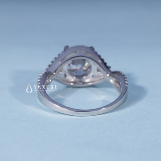 1.50CT Round Cut Moissanite Diamond Halo Split Shank Engagement Ring