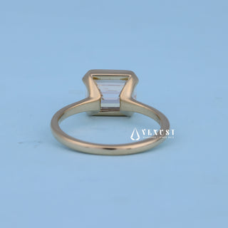 1.50CT East West Bezel Set Emerald Moissanite Diamond Engagement Ring