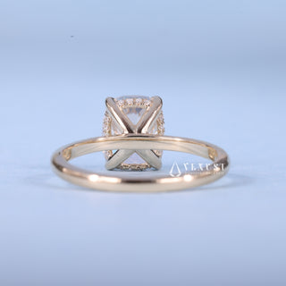 1.0CT Elongated Cushion Cut Moissanite Diamond Hidden Halo Solitaire Timeless Engagement Rings
