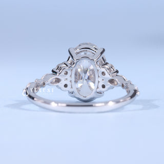 2.0CT Oval Cut Moissanite Diamond Cluster Timeless Engagement Rings