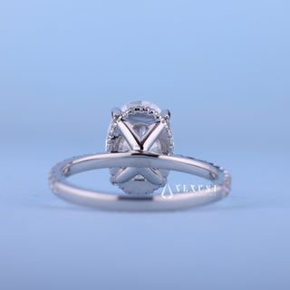 2.0CT Oval Cut Moissanite Diamond Hidden Halo Pave Timeless Engagement Rings