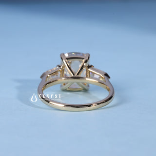 2.0CT Elongated Cushion Cut Moissanite Diamond Three Stone Engagement Rings