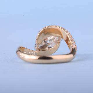 0.50CT Marquise Moissanite Diamond Curved Unique Engagement Rings