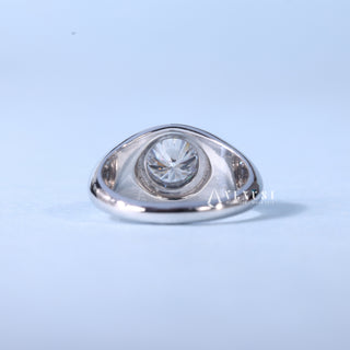 1.0CT Bezel Set Round Moissanite Diamond Engagement Ring