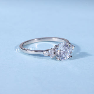 1.0CT Round Cut Moissanite Diamond Cluster Engagement Ring