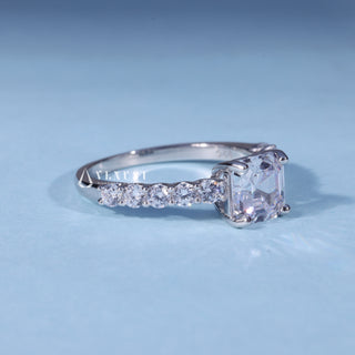 1.0CT Asscher Cut Moissanite Diamond Pave Engagement Ring