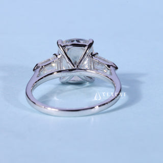 2.50CT Elongated Cushion Cut Moissanite Diamond Three Stone Engagement Rings