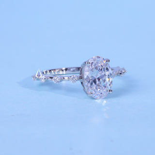 1.50CT Oval Cut Moissanite Diamond Petite Pave Engagement Ring