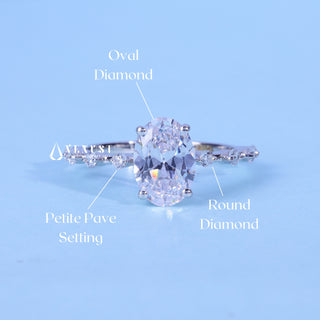 1.50CT Oval Cut Moissanite Diamond Petite Pave Engagement Ring