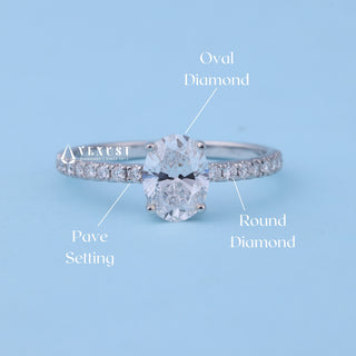 1.0CT Oval Cut Moissanite Diamond Pave Timeless Engagement Rings