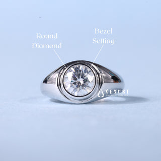 1.0CT Bezel Set Round Moissanite Diamond Engagement Ring