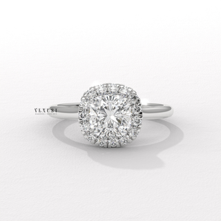 viral cushion halo solitaire ring, trendy cushion halo solitaire ring