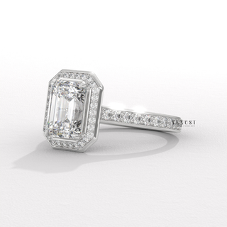 emerald cut diamond halo setting,emerald cut ring for women