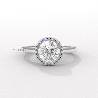 unique round bezel engagement ring
