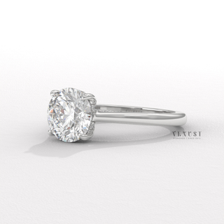 unique round cathedral engagement ring