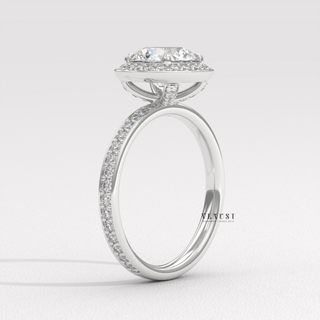 sparkling halo ring, engagement halo ring,white gold halo ring