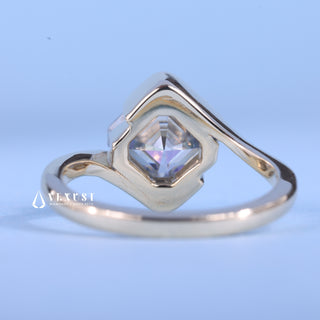 1.0CT Asscher Cut Moissanite Diamond Tension Style Engagement Ring