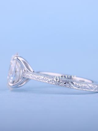 2.0CT Oval Moissanite Diamond Cathedral Vintage Style Engagement Rings