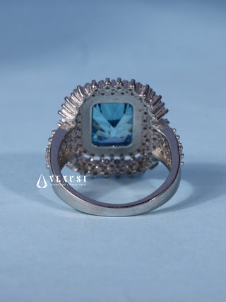 2.0CT Ice Crush Radiant Cut American Diamond Halo Cluster Engagement Ring