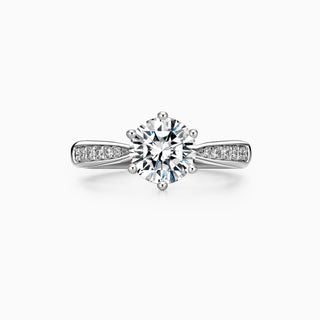 1.5 CT Round Cut Moissanite Diamond Cathedral Setting Engagement Ring