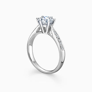 1.5 CT Round Cut Moissanite Diamond Cathedral Setting Engagement Ring