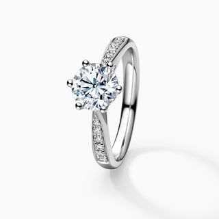 1.5 CT Round Cut Moissanite Diamond Cathedral Setting Engagement Ring