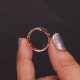 0.08 TCW Unique Round Cut Double Cross Moissanite Diamond Wedding Band