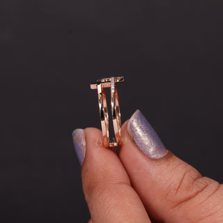 0.08 TCW Unique Round Cut Double Cross Moissanite Diamond Wedding Band