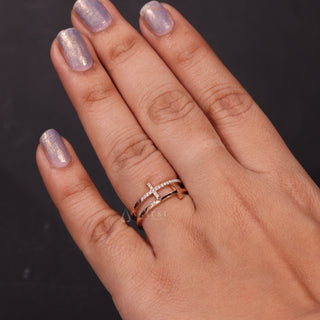 0.08 TCW Unique Round Cut Double Cross Moissanite Diamond Wedding Band
