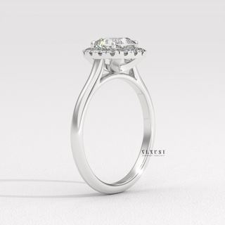 rose gold cushion halo solitaire ring, platinum cushion halo solitaire ring