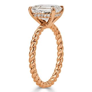 3.0ct emerald moissanite diamond braided engagement ring, emerald cut moissanite ring, braided engagement ring, moissanite diamond ring