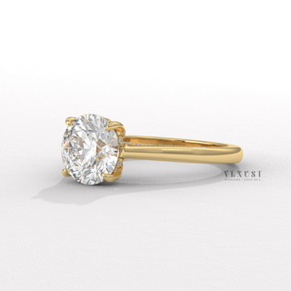 yellow gold round cathedral engagement ring