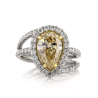 yellow pear moissanite ring