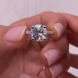 3.12ct Cushion Cut Hidden Halo Moissanite Diamond Engagement Ring